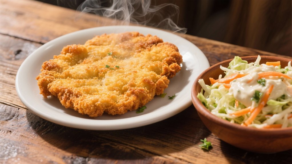 creamy coleslaw enhances milanesa
