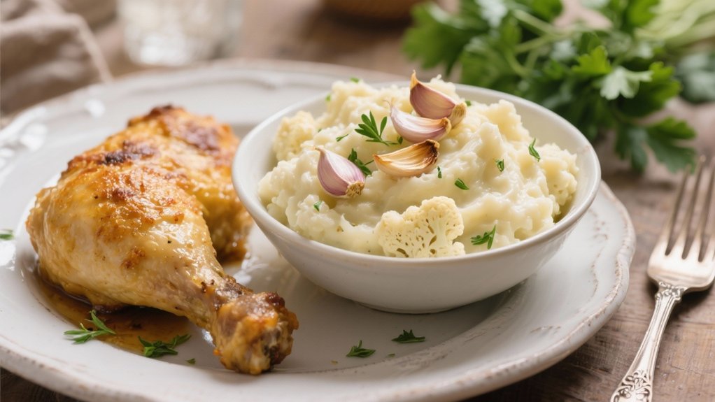 creamy garlic cauliflower mash