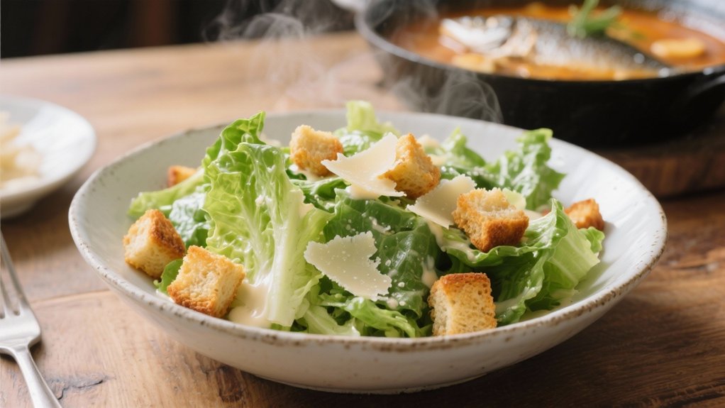 crisp caesar salad contrast