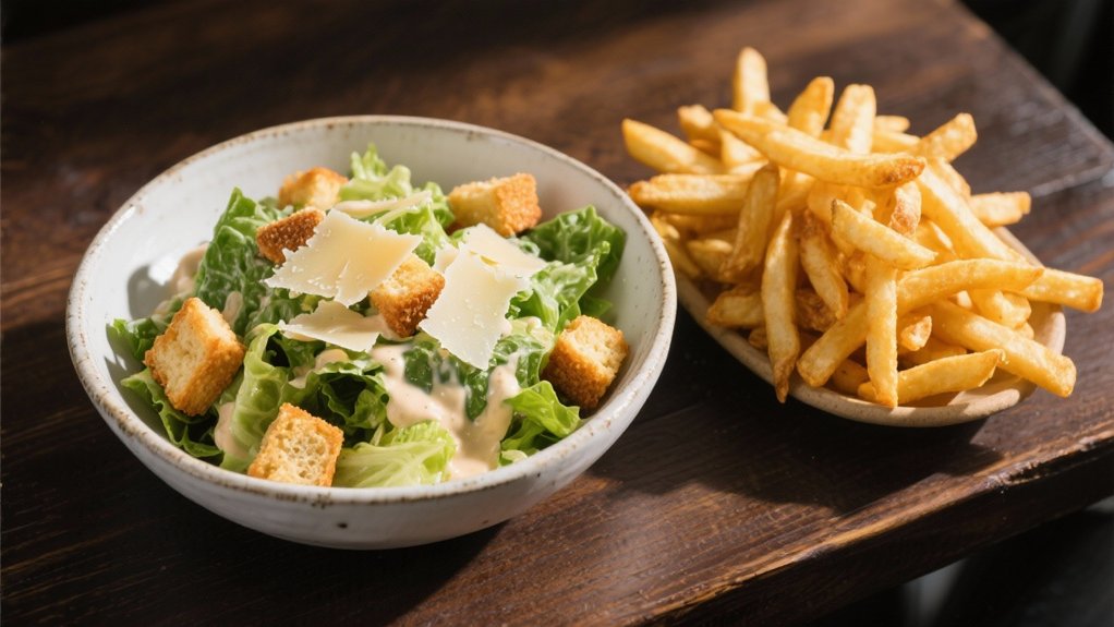 crisp caesar salad contrast
