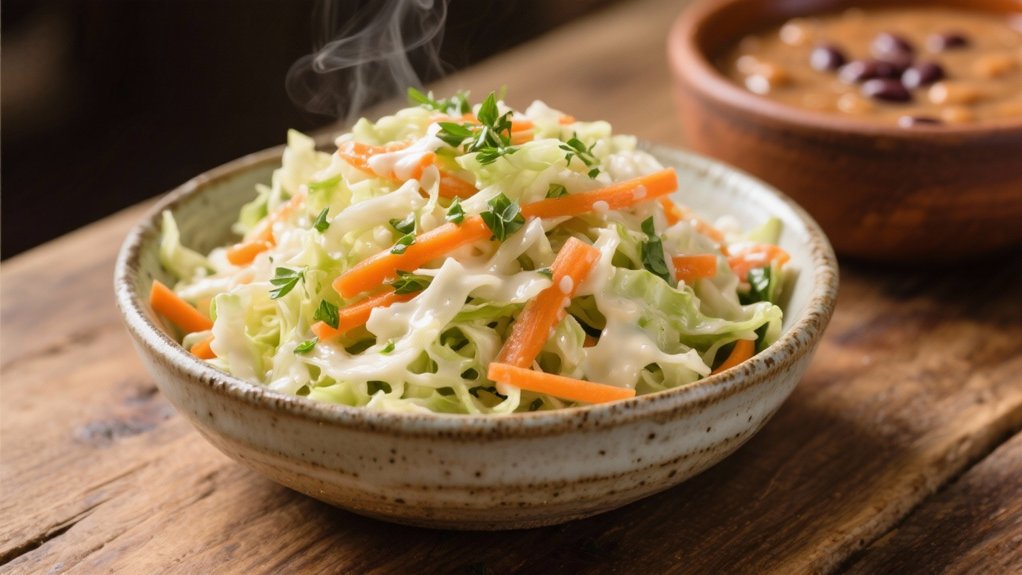 crisp coleslaw complements soup