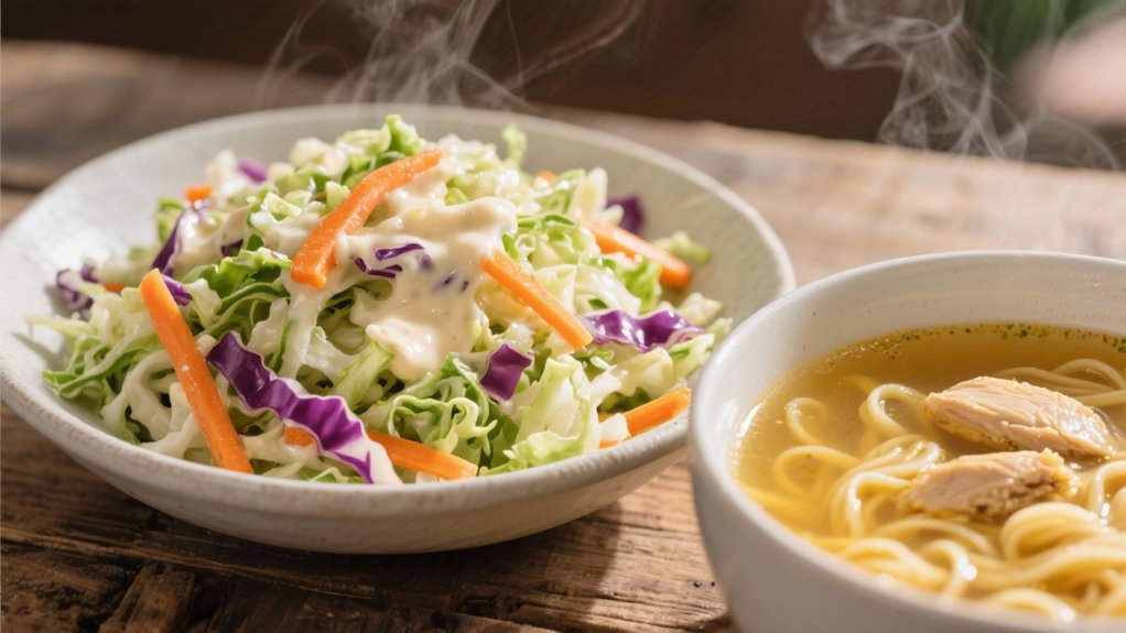 crisp coleslaw enhances soup