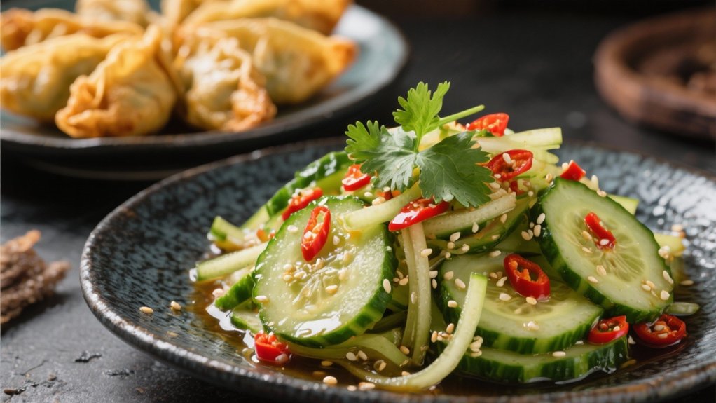 crisp cucumber salad contrast