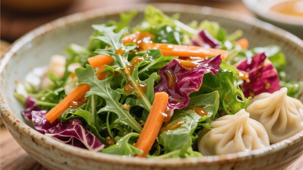 crisp salad with ginger dressing
