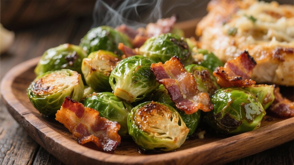 crispy bacon enhances sprouts