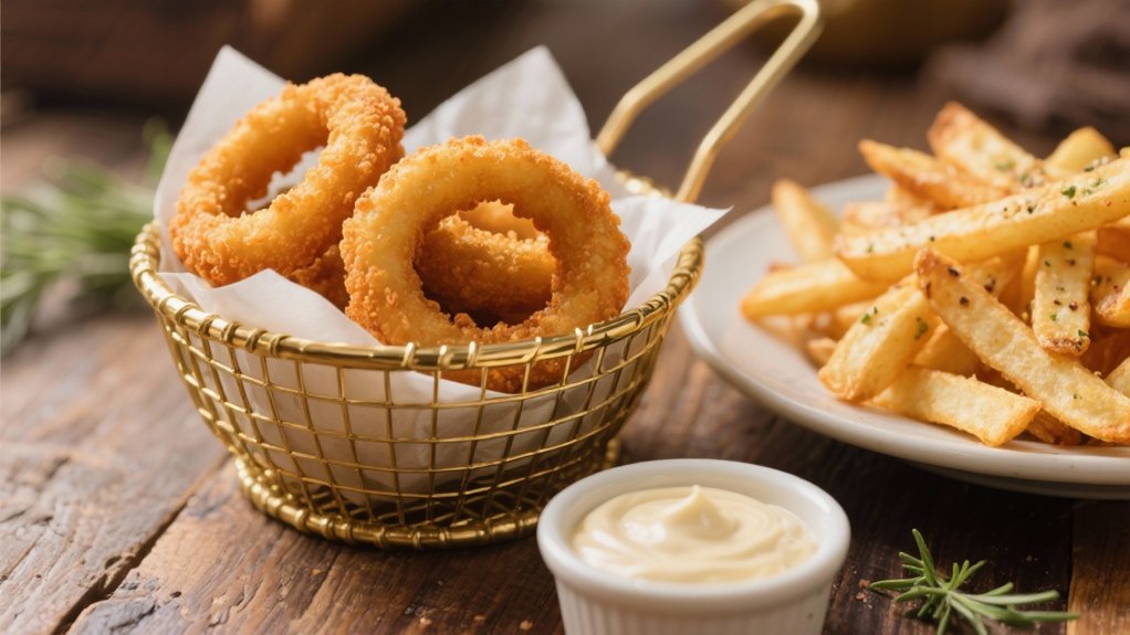 crispy golden onion ring indulgence