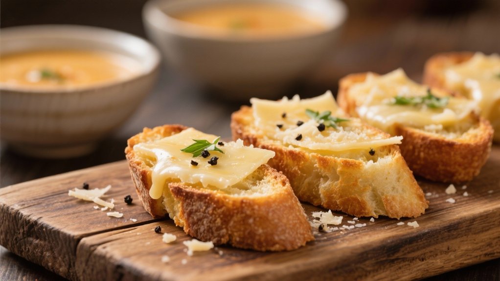 crispy parmesan topped crostini