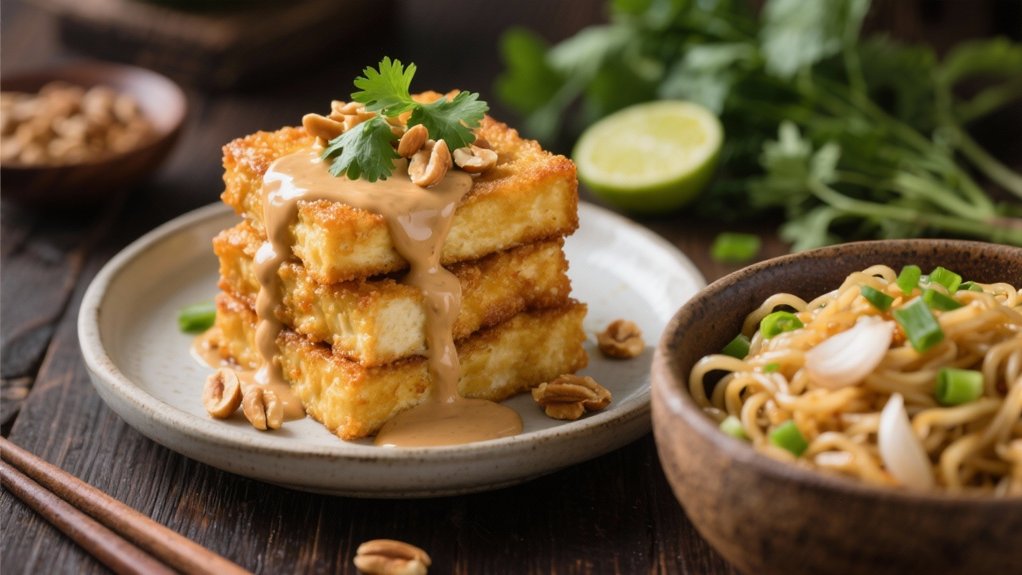 crispy tofu with peanut sauce