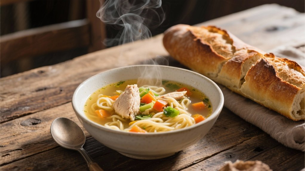 crusty bread enhances soup