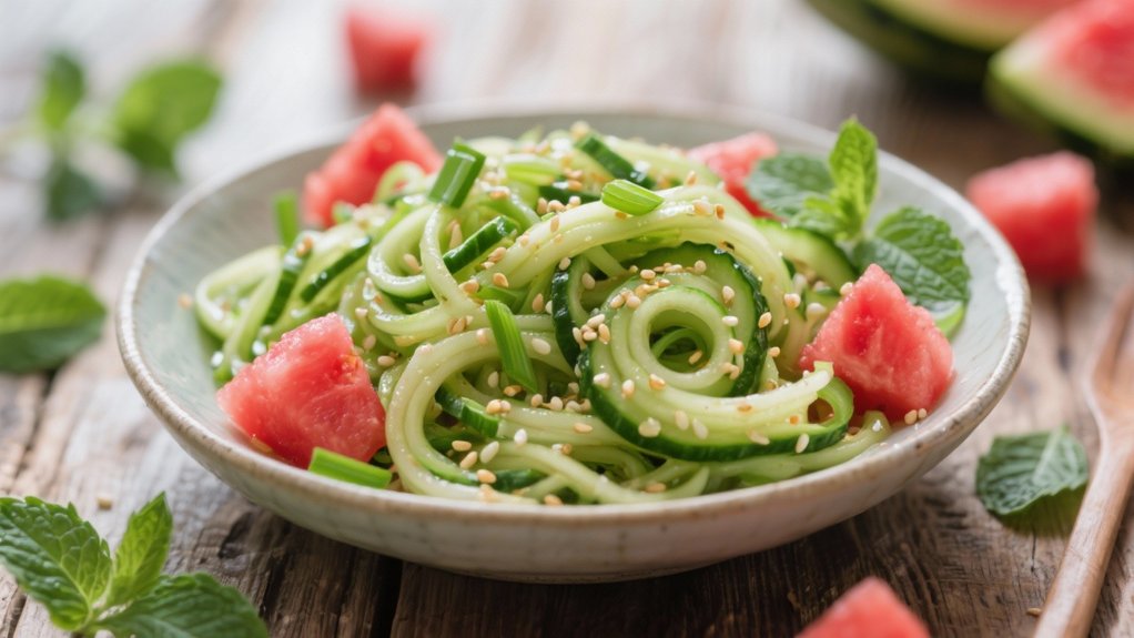 cucumber noodles with watermelon