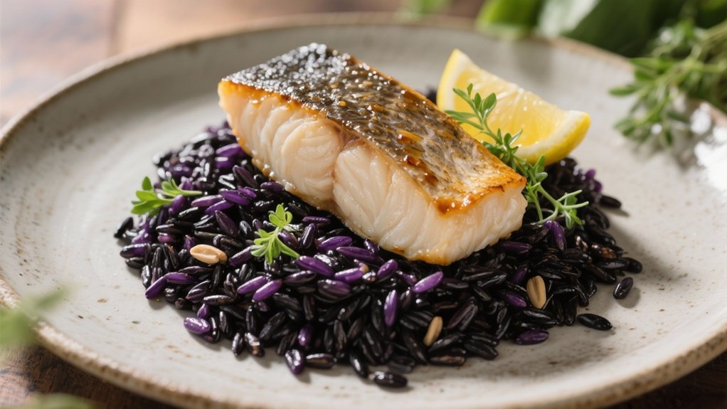 elegant black rice presentation
