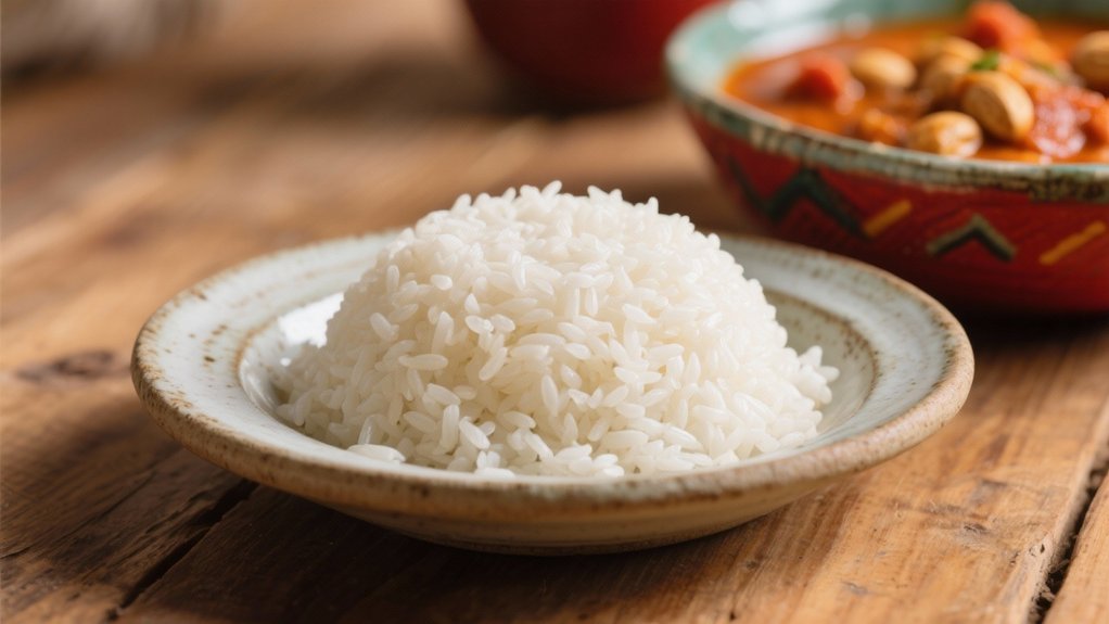 fluffy rice complements stew