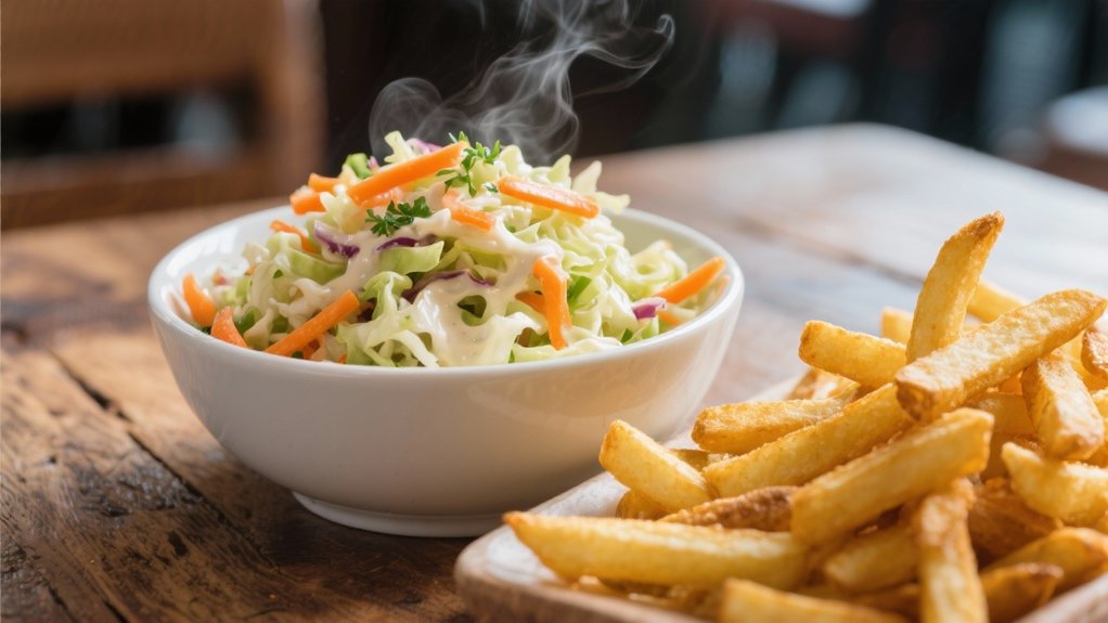 fresh coleslaw complements fries