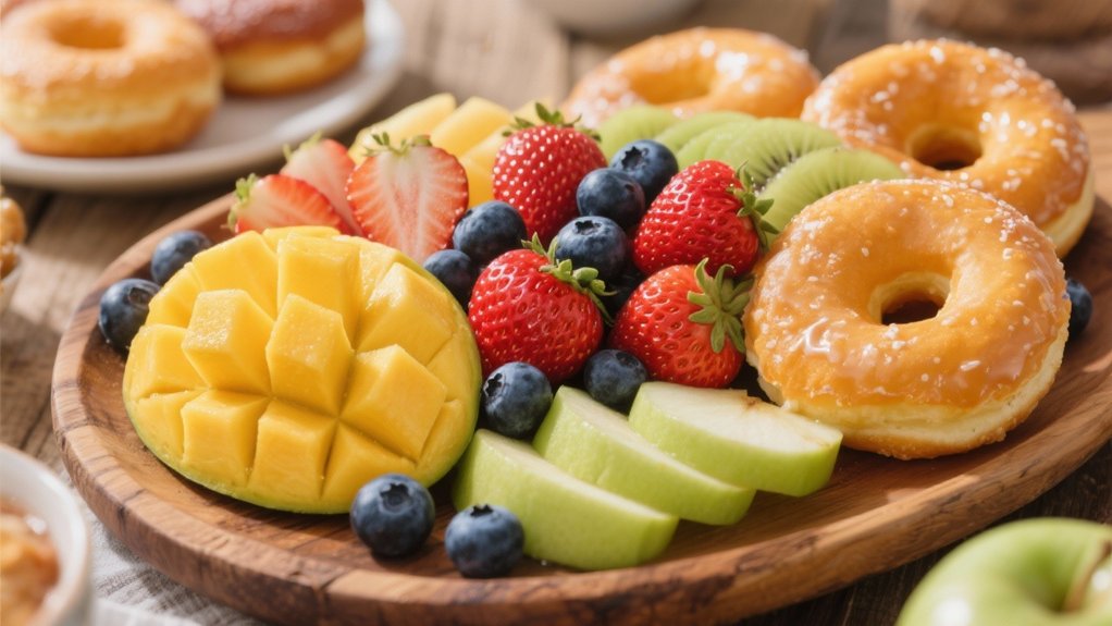 fresh fruit complements donuts