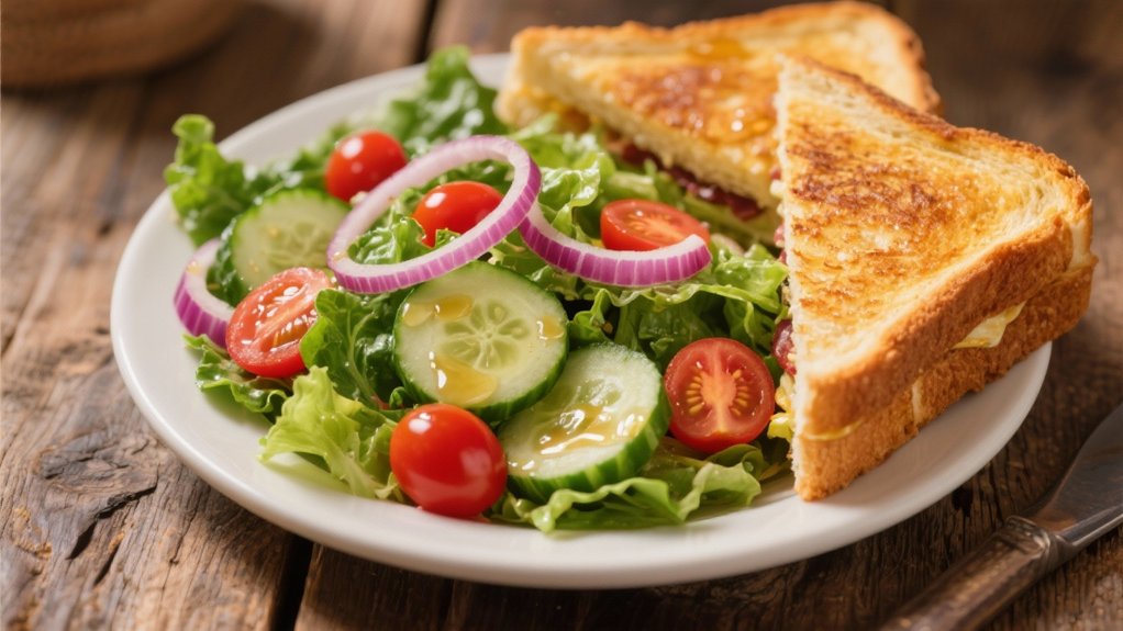 fresh salad complements sandwich