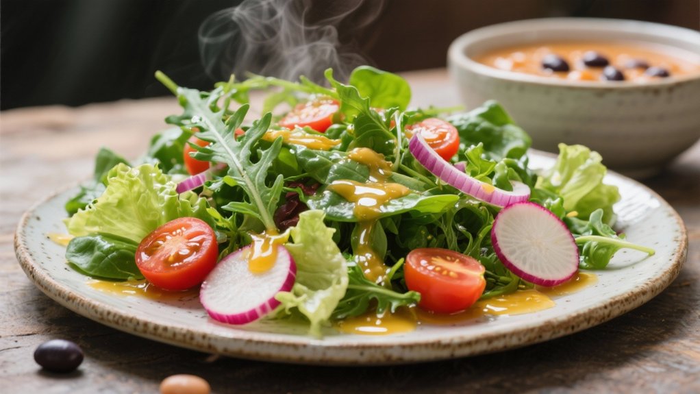 fresh salad enhances soup
