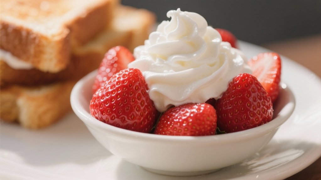 fresh strawberries with cream