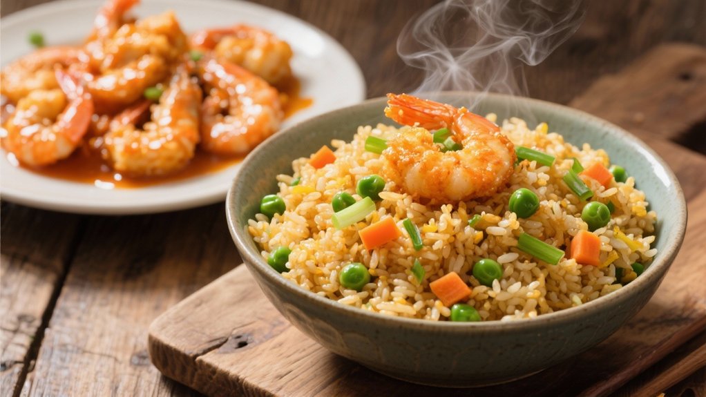 fried rice complements shrimp