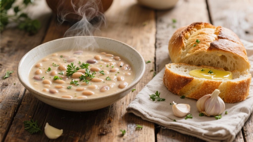 garlic bread complements soup