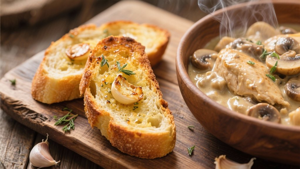 garlic bread enhances stroganoff