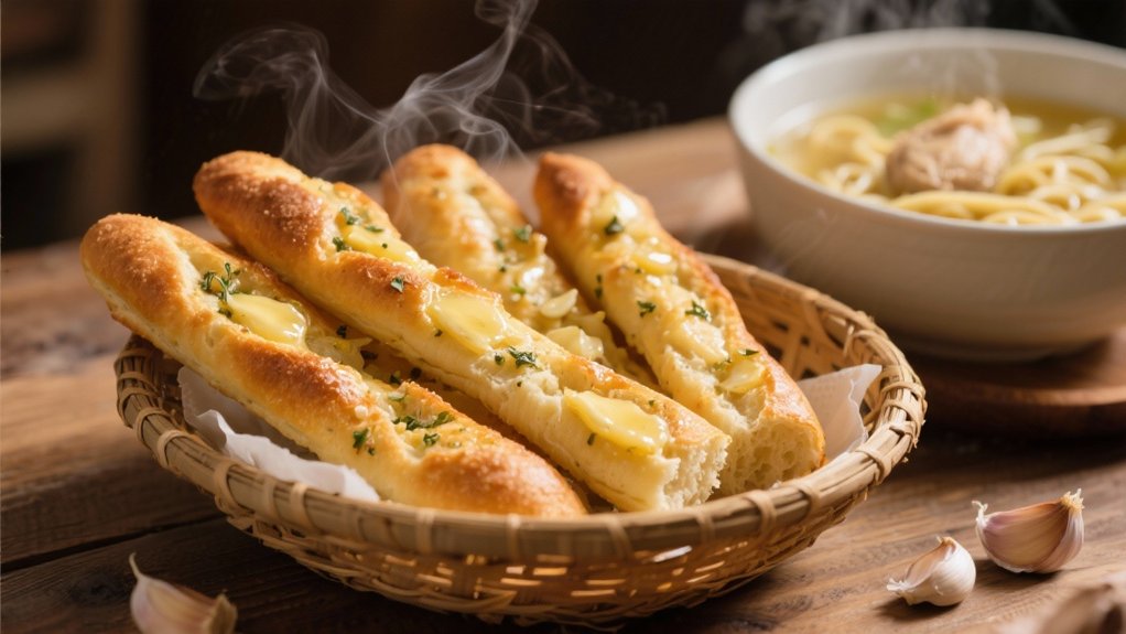 garlic breadsticks elevate soup