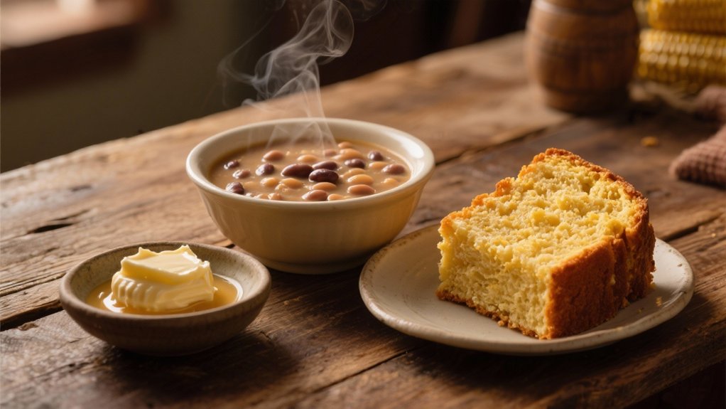 golden cornbread with honey