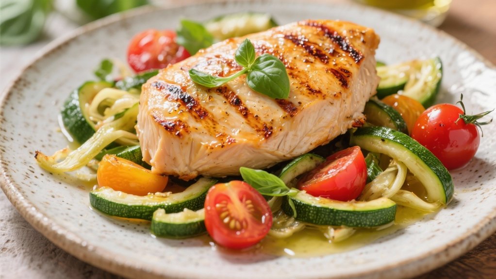 grilled chicken complements zucchini