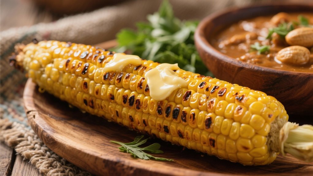 grilled corn complements spicy stew