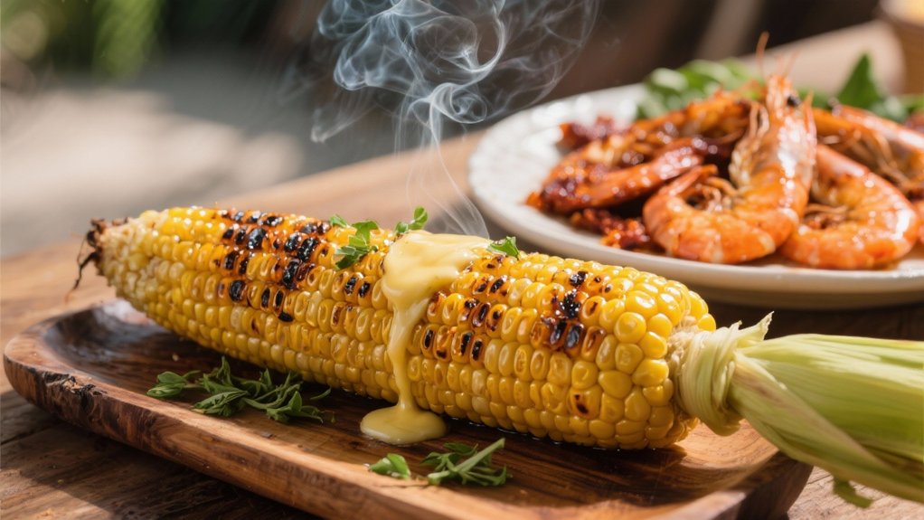 grilled corn with toppings