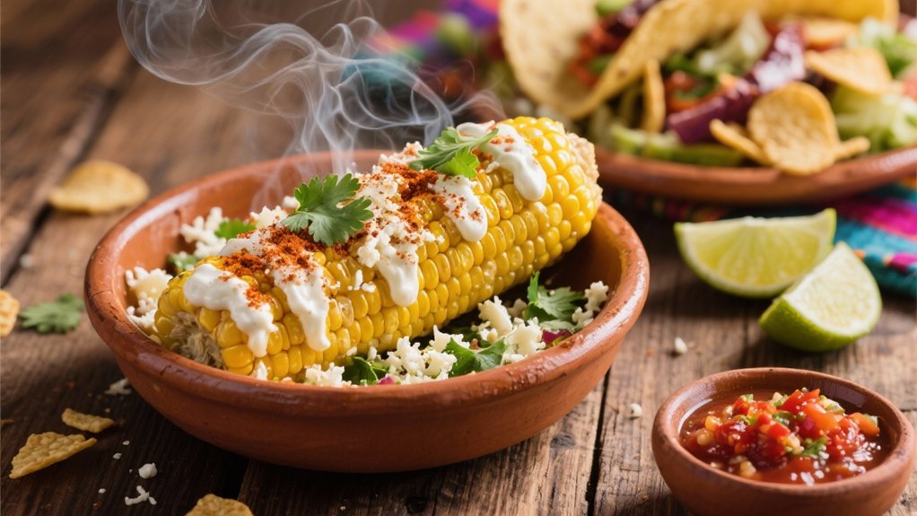 grilled corn with toppings