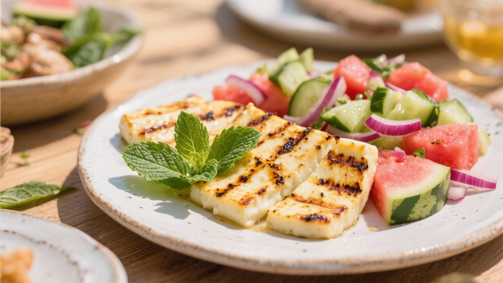 grilled halloumi with mint