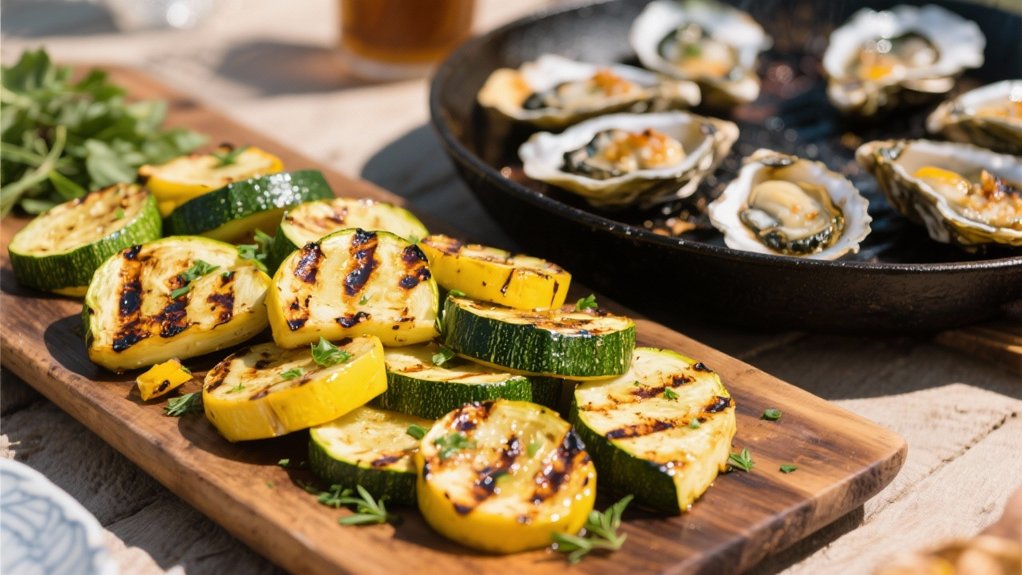 grilled vegetables enhance oysters