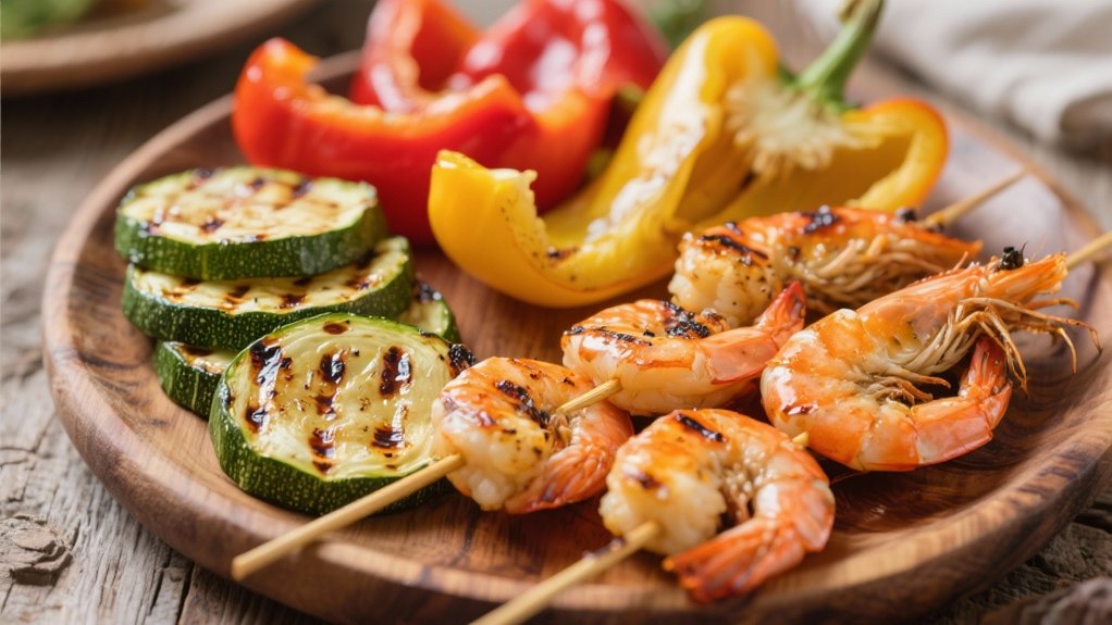 grilled vegetables with shrimp