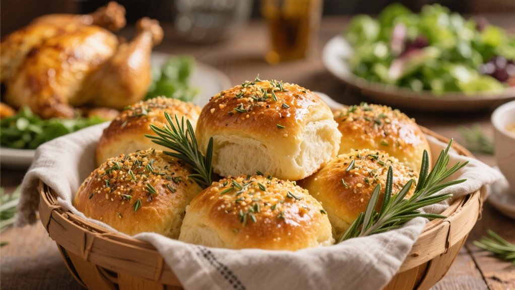 herb crusted warm dinner rolls
