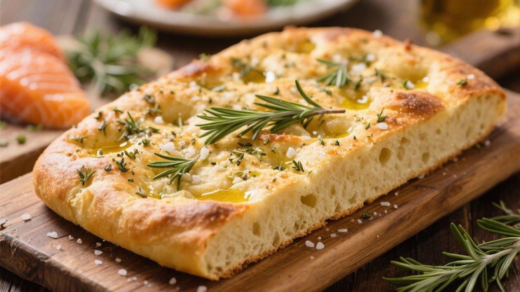 herb crusted warm focaccia bread