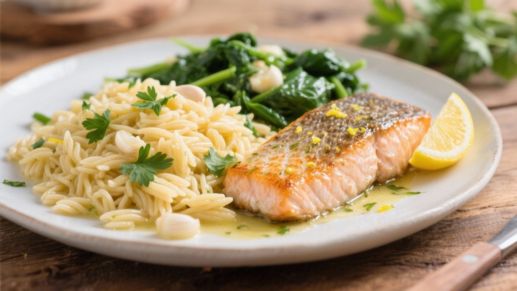 lemon garlic orzo pasta dish