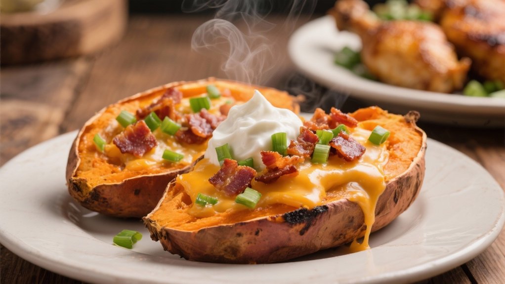 loaded baked sweet potatoes