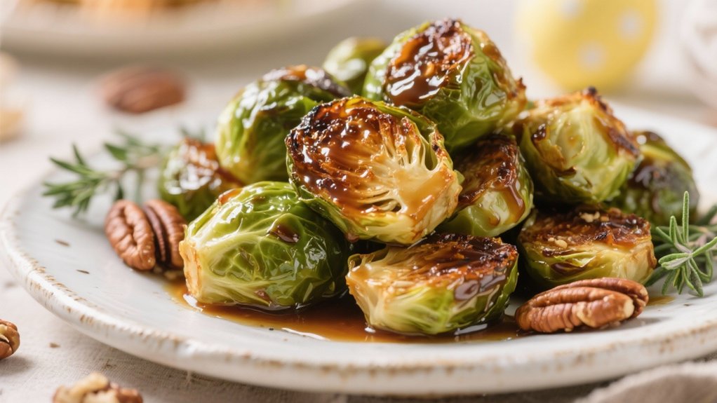 maple glazed crispy brussels sprouts