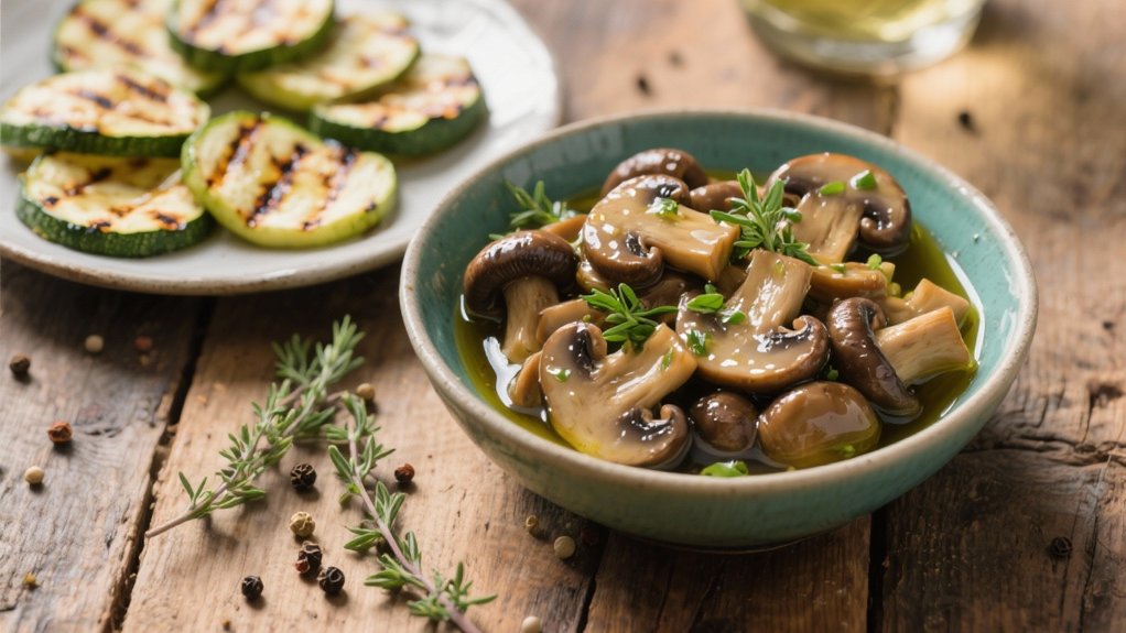 marinated mushrooms enhance zucchini