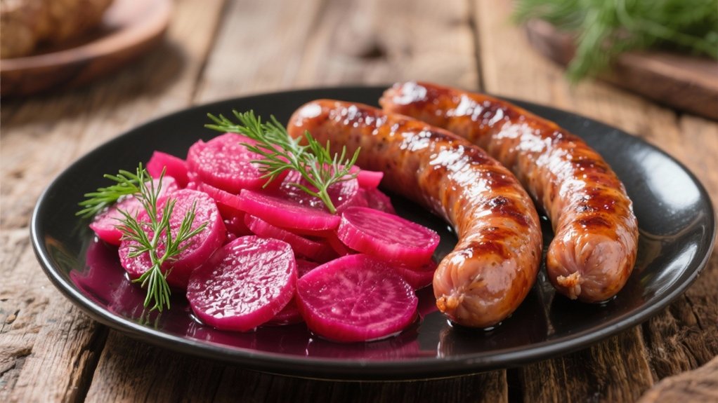pickled beets enhance knockwurst