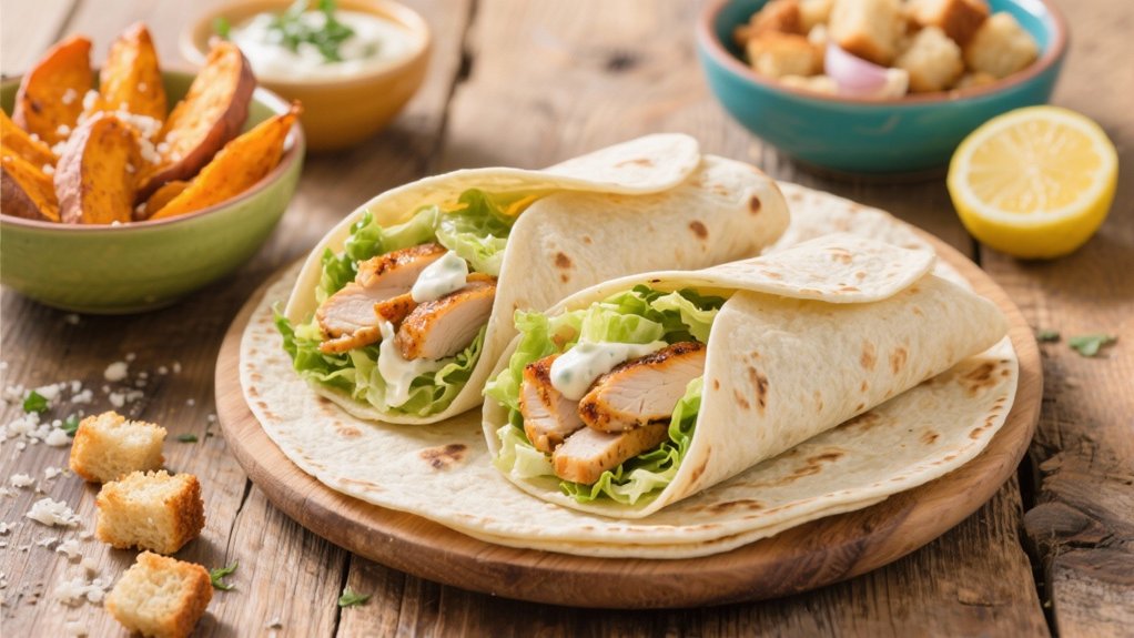 portable caesar salad wraps