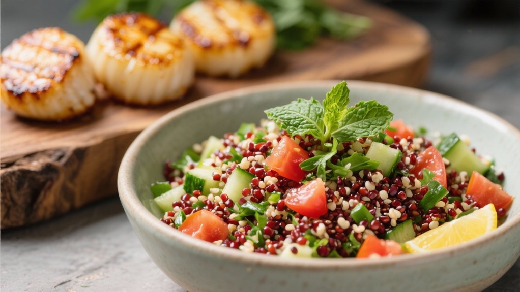 quinoa tabbouleh enhances scallops