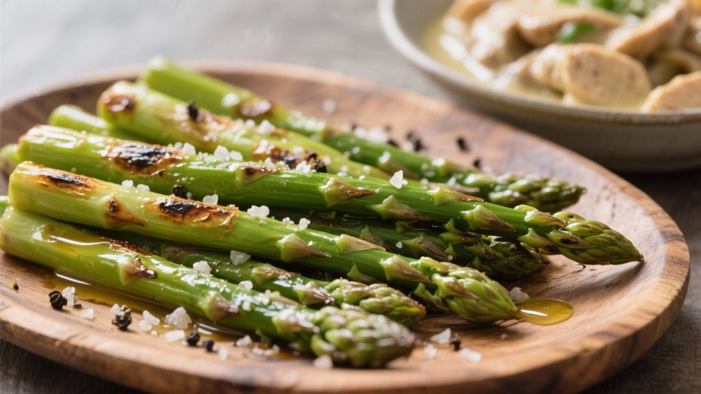 roasted asparagus with stroganoff