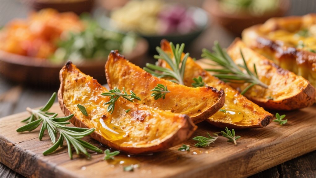 roasted sweet potatoes with herbs