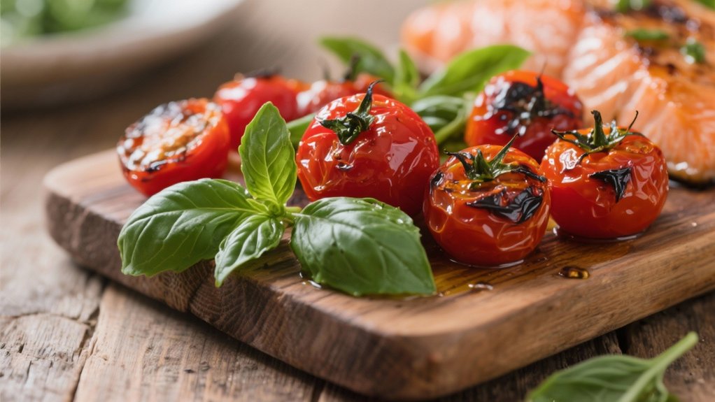 roasted tomatoes with basil
