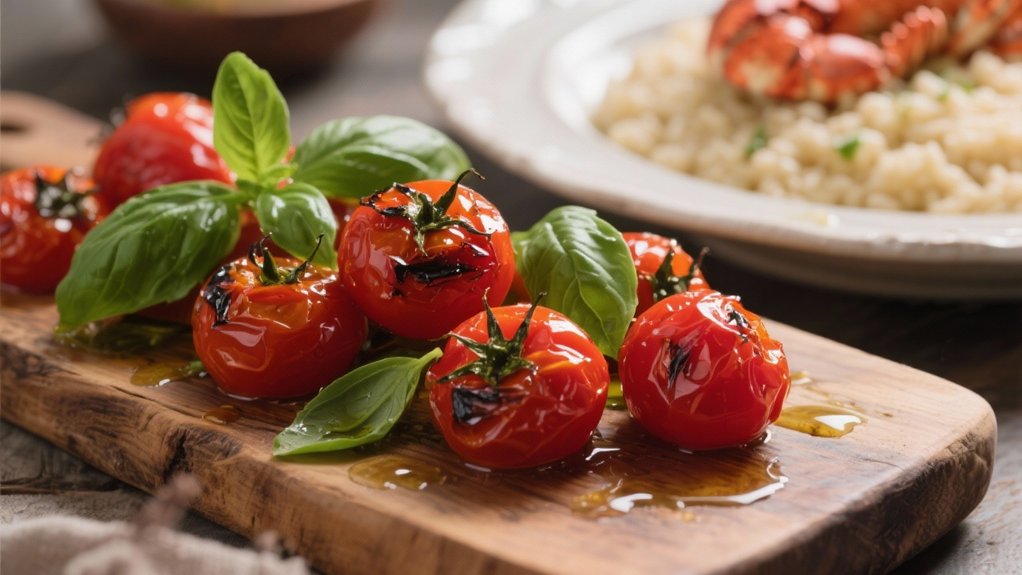 roasted tomatoes with basil