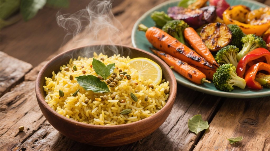 roasted vegetables enhance lemon rice