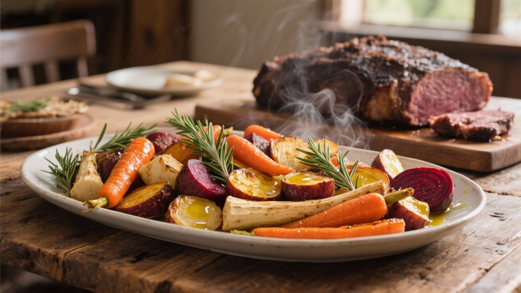 roasted veggies with mississippi roast