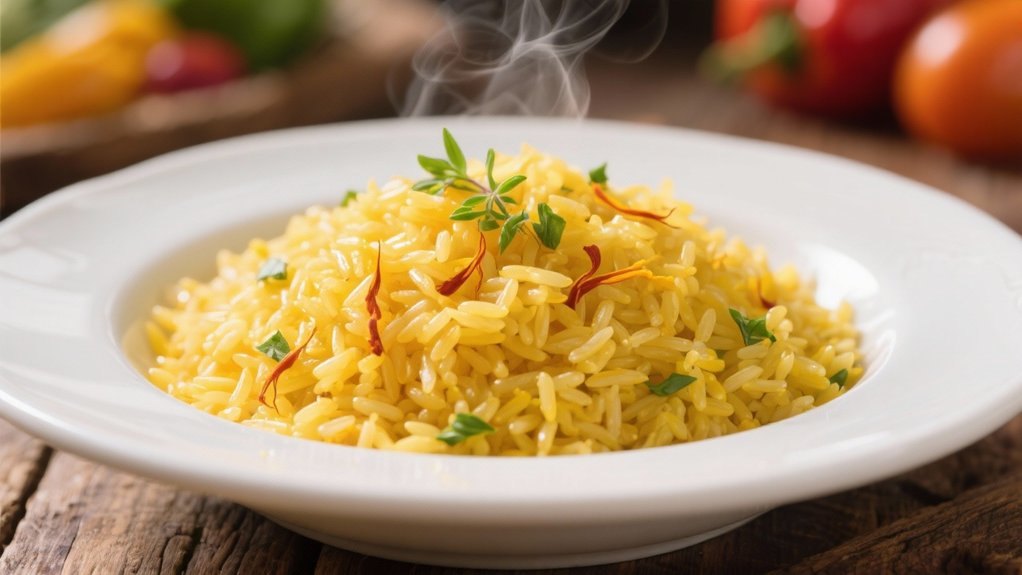 saffron rice enhances fish stew