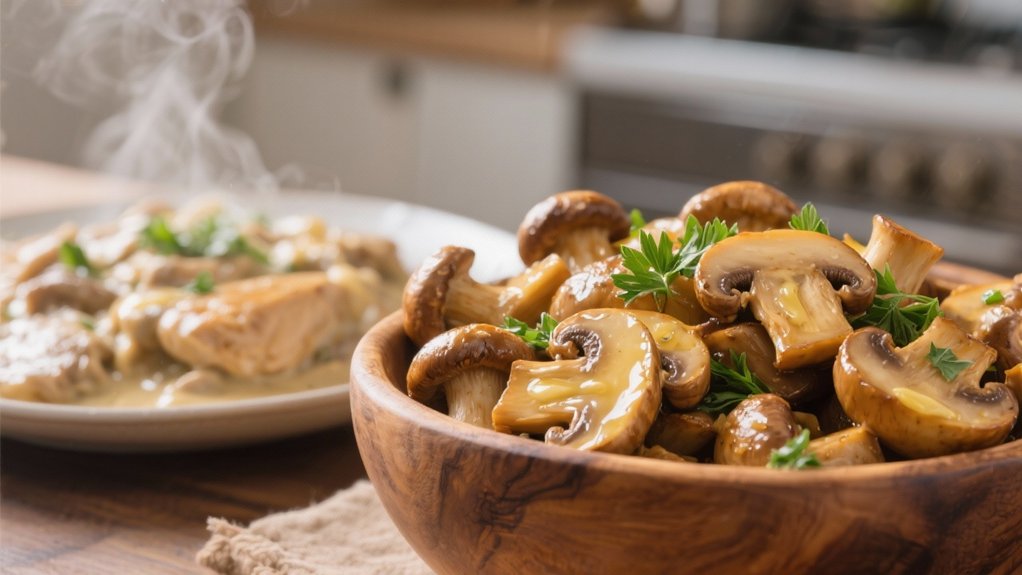 saut ed mushrooms enhance stroganoff